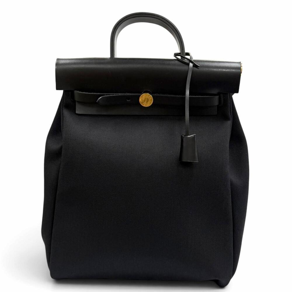 HERMES Hermès Herbag Zip Ad PM Toile Military Vache Hunter Gold Hardware Back...